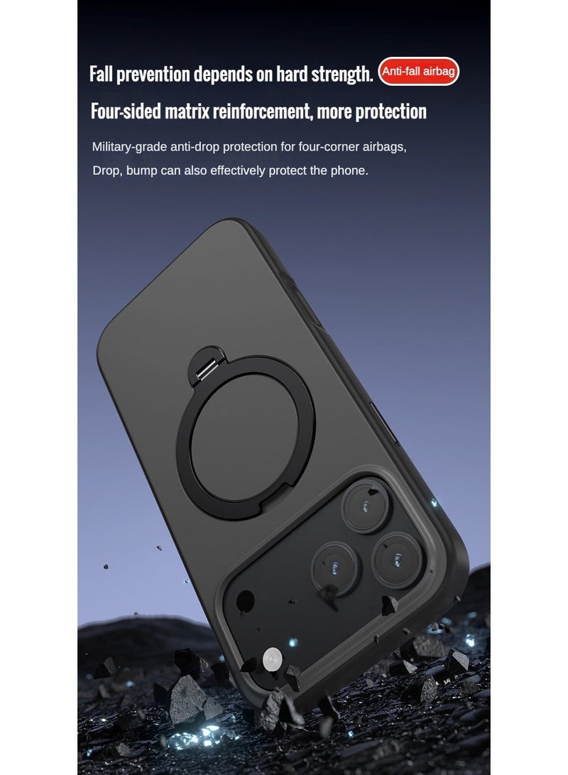 O3 حامل مغناطيسي مصمم لغطاء آيفون 17 برو ماكس مع حامل دوّار 360 درجة، [متوافق مع ماج سيف] [إحساس فائق بالنعومة] غطاء هاتف مغناطيسي رفيع شبه شفاف مطفى بمقاس 6.3 بوصة، أسود مطفى، أقوى قابض مغناطيسي للهاتف، حامل ماج سيف قابل للتعديل 360 درجة متوافق مع آيفون، مُختبر ضد السقوط العسكري ومقاوم للخدوش للاستخدام بدون يدين في السيارة والمكتب والمنزل. - Image 5